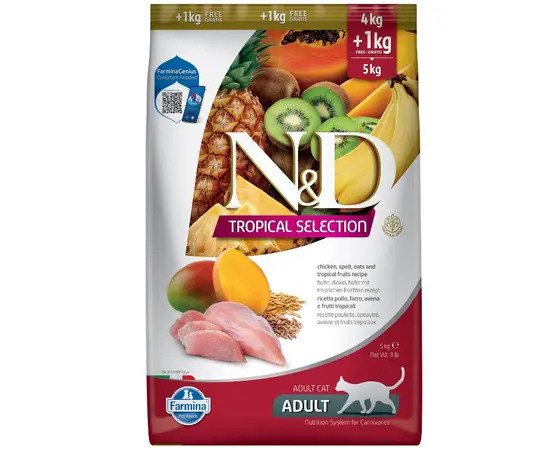 ND Tropical בטעם עוף ופירות טרופיים – לחתולים בוגרים 5 ק"ג