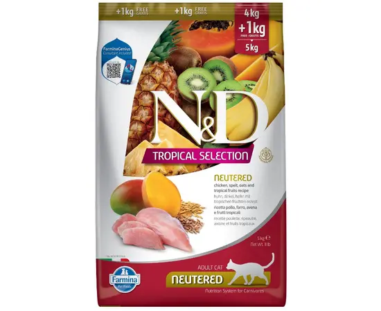 ND טרופי לחתולים מסורסים בטעם עוף – 5 ק"ג