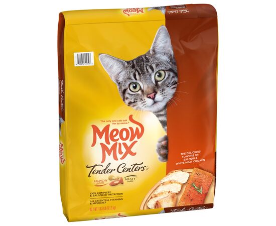 שק אוכל Meow Mix Tender Centers לחתולים בטעם עוף וסלמון – 1.4 ק"ג