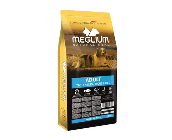 מגיליום פורל ואורז לכלבים בוגרים 14 ק"ג – Meglium Adult Trout & Rice