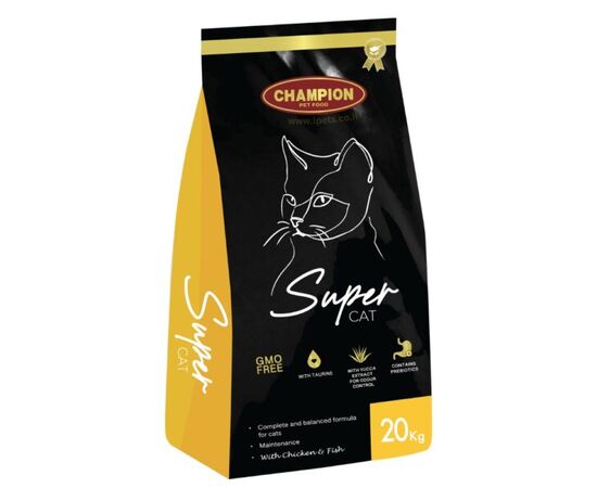 שק אוכל Champion Super Cat לחתולים – 20 ק"ג – מזון יבש איכותי