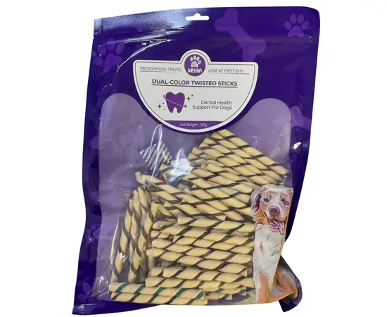 שק סטיקים דנטליים בצבעים לכלב – אורך 12 ס"מ – Urban Pets – 750 גרם