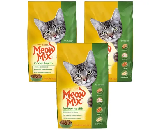 Meow Mix Indoor Choice אוכל לחתולים במבצע| 18.36 ק"ג (3×6.12) | מיואו מיקס אינדור