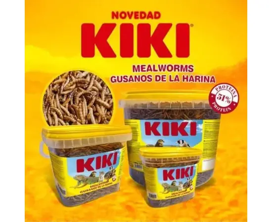 KIKI תולעי קמח מיובשות לציפורים, מכרסמים וזוחלים