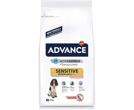 Advance Sensitive Salmon 3kg – מזון סופר פרימיום לכלבים בוגרים עם רגישות