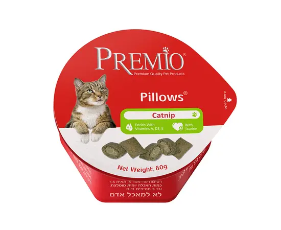 חטיף Premio Pillows Catnip – כריות פריכות לחתול עם קטניפ
