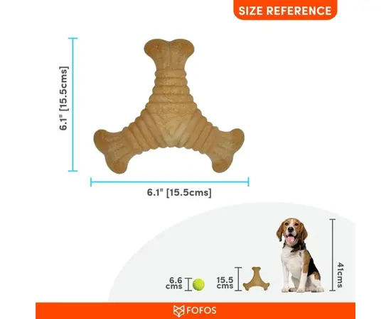 FOFOS Wooden T-Bone – צעצוע לעיסה חזק בצורת עצם טבעית לכלבים