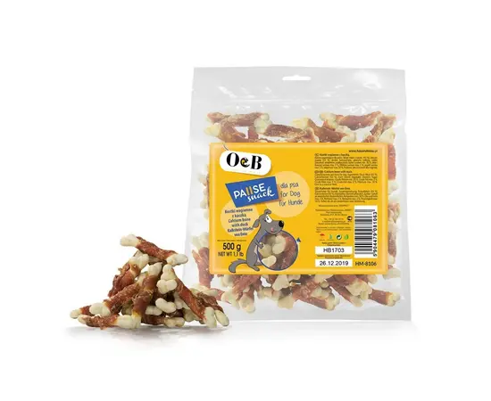 O&B חטיף קלציום עם ברווז 500 גרם לכלבים - אריזת חיסכון