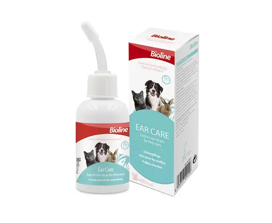 ביוליין טיפות אוזניים לגורים, חתולים וארנבים 50 מ"ל – Bioline