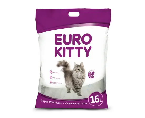 חול קריסטלי יורו קיטי 16 ליטר לחתולים