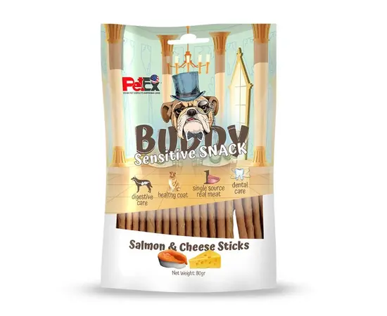 באדי סנאק מקלות סלמון עם גבינה רכים לכלבים 80 גר