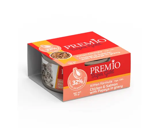 פרמיו סופר גולד קיטן סלמון ופאפיה ברוטב 85 גרם לחתולים