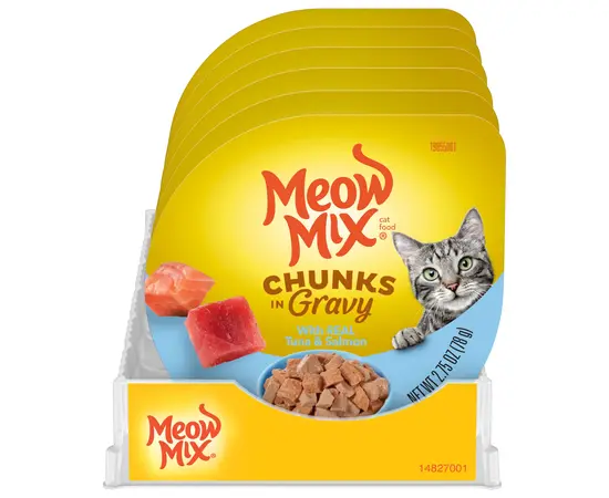 מעדן מיאו מיקס טונה וסלמון ברוטב 78 ג לשימורים לחתולים, 2 image