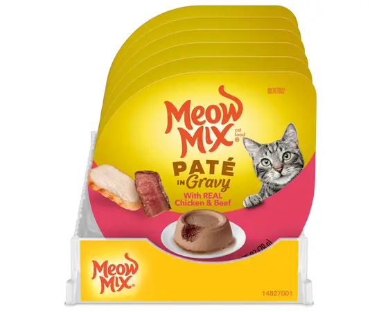 מעדן חתולים מיאו מיקס עוף ובקר פטה 78 ג לשימורים, 2 image