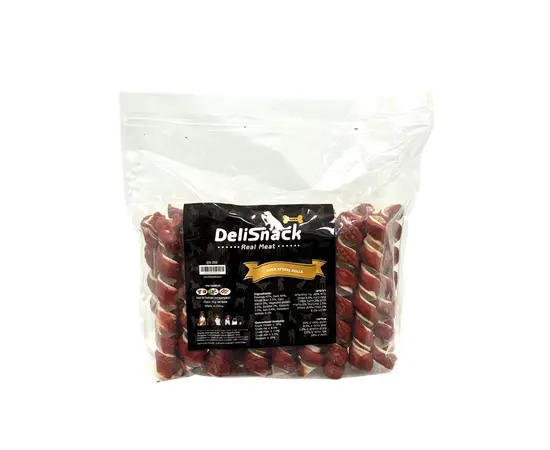 דליסנק חטיף ברווז עם עצמות ספירלה – 1 ק"ג לכלבים, אריזת חיסכון