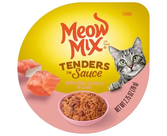 מעדן מיאו מיקס סלמון וסרטנים ברוטב 78 ג לשימורים לחתולים