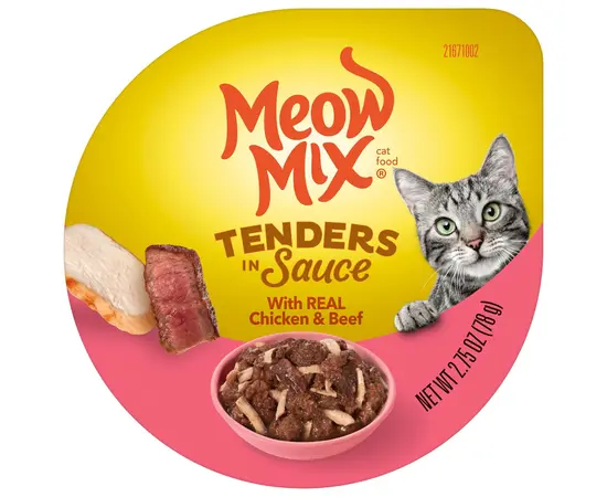 מעדן מיאו מיקס עוף ובקר ברוטב 78 גרם - שימורים לחתולים, 2 image