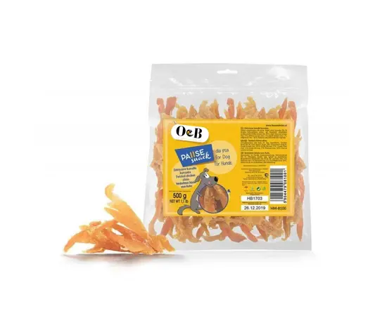 O&B חטיף רצועות נתחי עוף 500 גר - חיסכון לכלבים