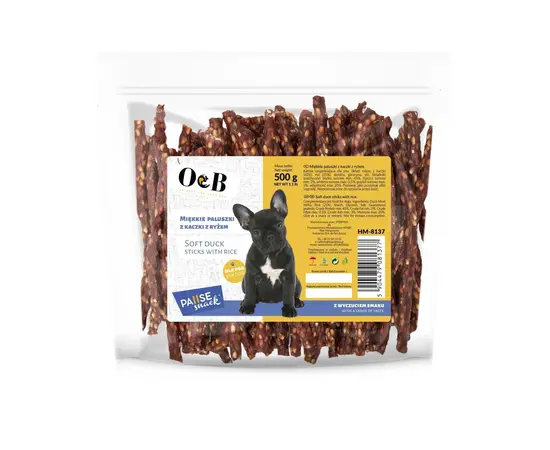 O&B חטיף ברווז רך עם אורז 500 לכלבים - אריזת חיסכון