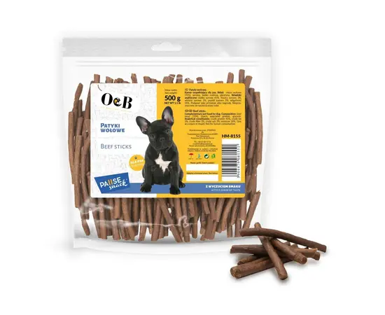 O&B חטיף מקלות בקר 500 גרם לכלבים