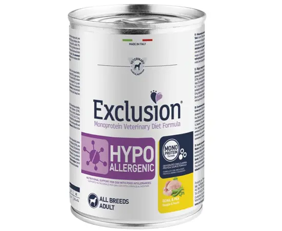 אקסלז'ן שימור היפואלרגני לכלב שליו ואפונה 400 גרם