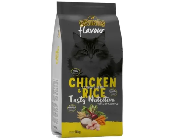 דיווינוס פלייבור עוף לחתולים - מזון סופר פרימיום 18 ק"ג