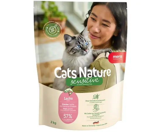 מרה נייצר סנסטיב סלמון מזון מלא לחתולים בוגרים 2 ק"ג ללא דגנים